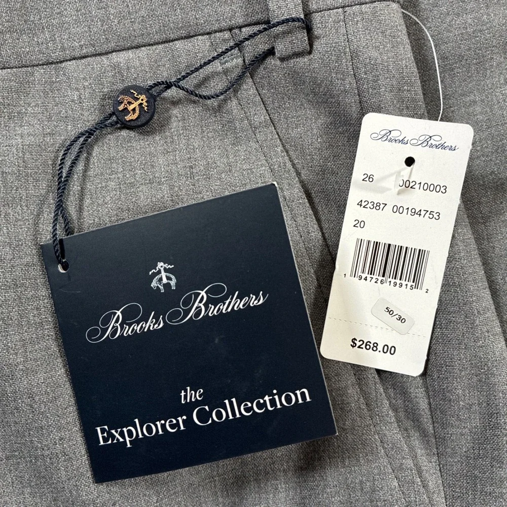 NEW Brooks Brothers Dress Vitale Barberis Canonico Pants 50x30 Gray Wool